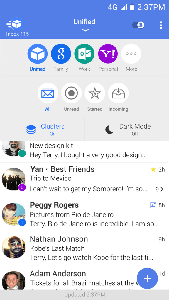 Unified inbox and multi-account view